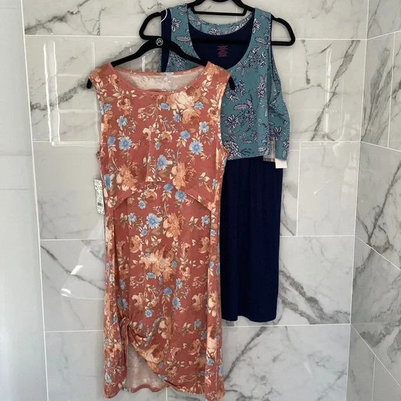 Everly Grey Dresses | Nwt Maternity Dress Bundle | Color: Blue/Orange | Size: L | Ash688'S Closet